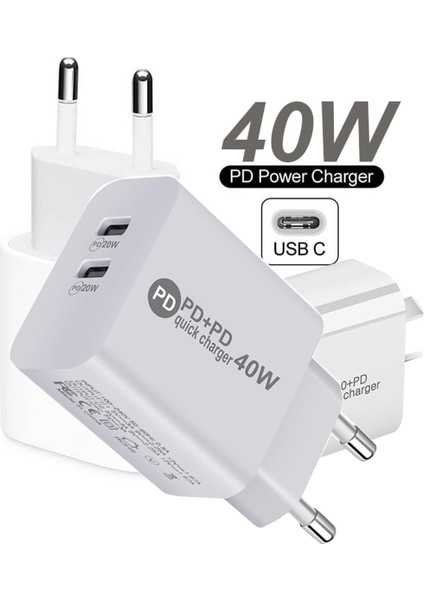 Çift USB C Duvar Şarj Cihazı, 40W Hızlı Şarj Bloğu, Pd 2 Bağlantı Noktalı Çift 20W, iPhone 13/12 Pro Max Için Güç Adaptörü, Galaxy S21 Xiaomi (Yurt Dışından)