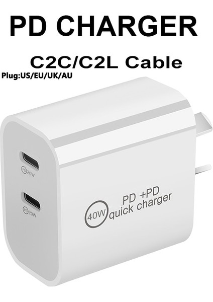 Çift USB C Duvar Şarj Cihazı, 40W Hızlı Şarj Bloğu, Pd 2 Bağlantı Noktalı Çift 20W, iPhone 13/12 Pro Max Için Güç Adaptörü, Galaxy S21 Xiaomi (Yurt Dışından) fiyatları