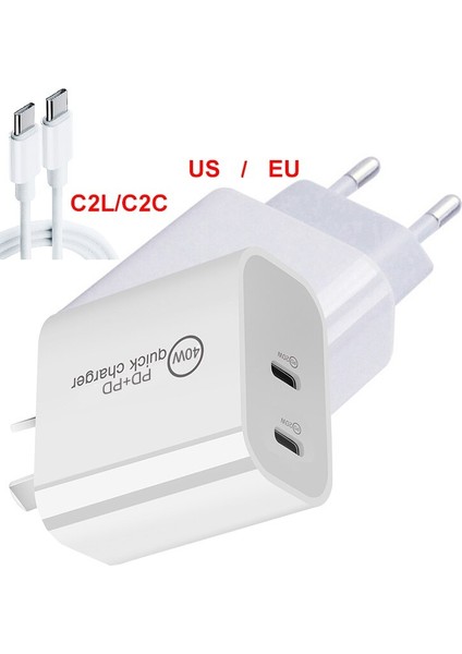 Çift USB C Duvar Şarj Cihazı, 40W Hızlı Şarj Bloğu, Pd 2 Bağlantı Noktalı Çift 20W, iPhone 13/12 Pro Max Için Güç Adaptörü, Galaxy S21 Xiaomi (Yurt Dışından) modelleri