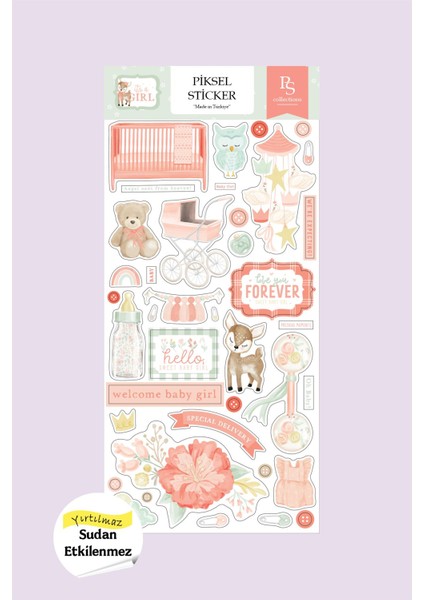 Pink Baby Girl Sticker, Bebek Etiketi Pembe
