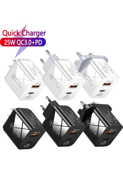 25WPD Hızlı Şarj Cep Telefonu Şarj Cihazı 5A Avrupa ve Amerika Birleşik Krallık Standart Tip-C Adaptörü Hızlı Duvar Şarj Kafası Için (Yurt Dışından)