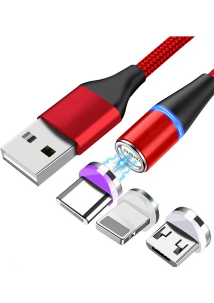 Manyetik Şarj Kablosu USB Mikro C Tipi Kablo Mıknatıs Şarj Cihazı Cep Telefonu Kablosu USB Kablosu Xiaomi Redmi Not 11 S Lg Stylo 5 (Yurt Dışından)
