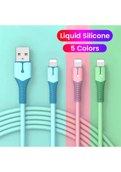 USB Veri Kablosu iPhone 13 12 Mini Pro Max x Xr 11 8 7 6s Sıvı Silikon Şarj Kablosu USB Veri Kablolu Telefon Şarj Aleti Kablosu (Yurt Dışından)