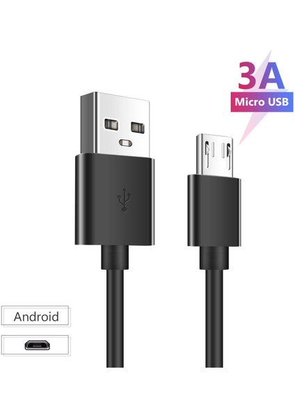 0.25/1/1.5/2/3m Mikro USB Kablosu Hızlı Şarj USB Senkronizasyon Veri Cep Telefonu Android Adaptörü Şarj Aleti Kablosu Samsung Xiaomi Huawei Için (Yurt Dışından)