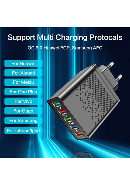 60W 5 Port Çoklu USB Şarj Cihazı Cep Telefonu Adaptörü Qc 3.0 Duvar Hızlı Şarj Şarj Cihazı iphone Xiaomi Samsung Tablet Ab/abd Tak (Yurt Dışından) indirimleri