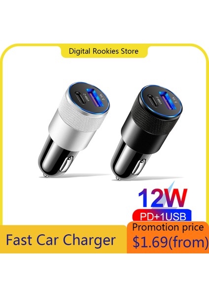 Mini USB C Araç Şarj Cihazı Tip C 3.1A 15W Pd Cep Telefonu iPad Için Hızlı Hızlı Şarj Adaptörü (Yurt Dışından)