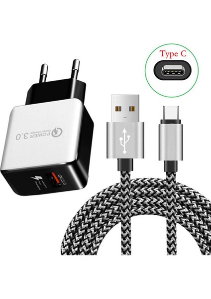 18 W Qc 3.0 Hızlı Şarj Uyarlanabilir Adaptör Sony Xperia 1 Ii 5 10 Iıı Xz3 Xa1 Samsung Lg Asus Telefon USB 3.0 Tip C Şarj Kablosu (Yurt Dışından)
