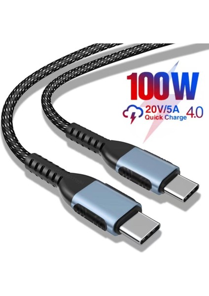 100 W USB C - USB Tip C Kablo Usbc Pd Hızlı Şarj Şarj Kablosu Usb-C 5A Qc4.0 Tip C Kablo 2 M Macbook Samsung Xiaomi Poco (Yurt Dışından)