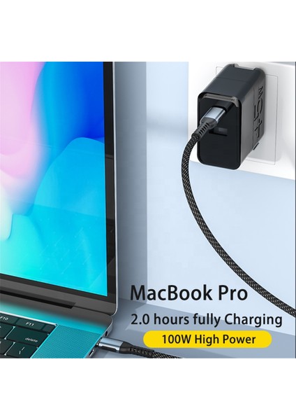 100 W USB C - USB Tip C Kablo Usbc Pd Hızlı Şarj Şarj Kablosu Usb-C 5A Qc4.0 Tip C Kablo 2 M Macbook Samsung Xiaomi Poco (Yurt Dışından) modelleri