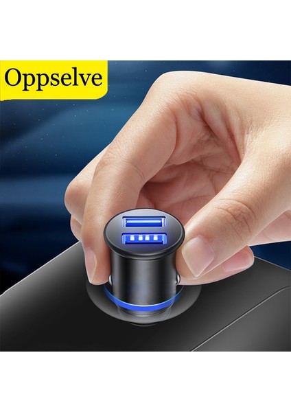 Oppselve USB Araç Şarj Cihazı iPhone Samsung Tablet 3.1A Mini Hızlı Şarj Cihazı Araç Şarj Cihazı Çift USB Araç Telefonu Şarj Adaptörü Arabada (Yurt Dışından)