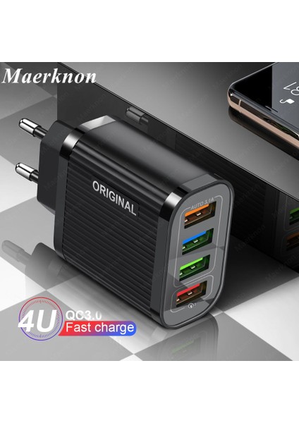 4 Port 20W USB Şarj Aleti Duvar Adaptörü Hızlı Şarj Cihazı Telefon Şarjı Için iphone Samsung Xiaomi Tablet Hızlı Mobil Şarj Cihazı Qc3.0 (Yurt Dışından) fiyatları