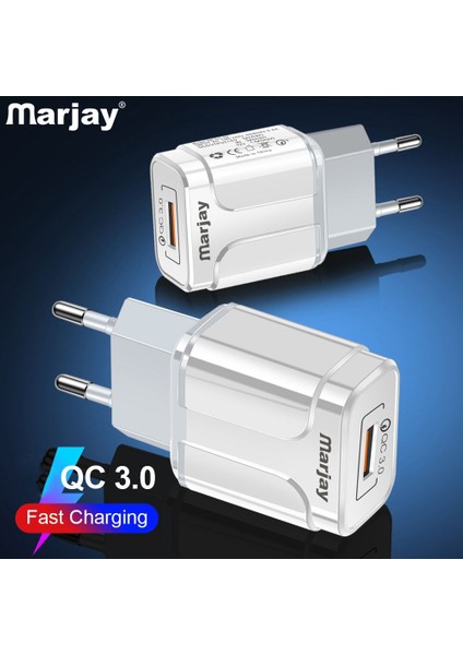 Marjay 18W USB Şarj Aleti Hızlı Şarj 3.0 Qc Telefon Şarj Cihazı iPhone 7 8 Xs Xiaomi Huawei P20 Lite Samsung S9 S8 A50 Hızlı Şarj Cihazı (Yurt Dışından)