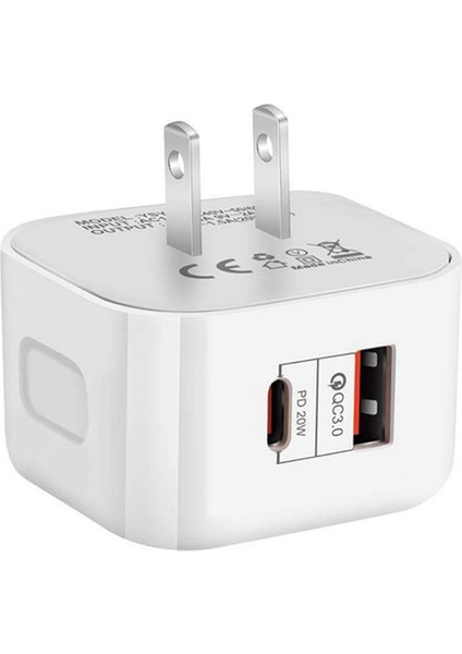 Suntaiho 2 Port Qc 3.0 Pd 20W Type C 5V 3A Akıllı Telefonlar Seyahat Duvarı Hızlı Şarj Cihazı Güç Adaptörü iPhone 12 11 Pro Max Samsung Galaxy (Yurt Dışından)