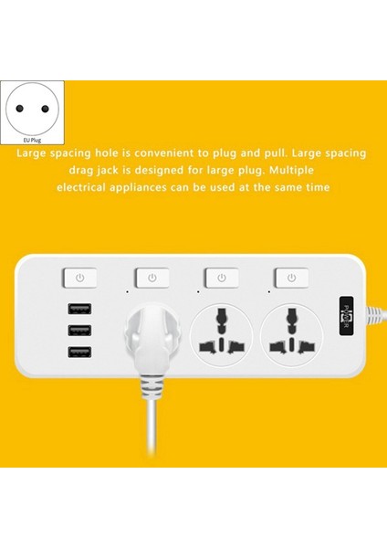 3 USB 5V 2A Bağlantı Noktalı Şerit 2500 Joule 6,5 Feet Uzatma Kablosu Yurt Odası Için Aşırı Gerilim Koruyucu (Yurt Dışından) modelleri