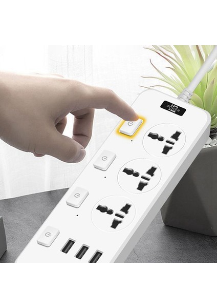 3 USB 5V 2A Bağlantı Noktalı Şerit 2500 Joule 6,5 Feet Uzatma Kablosu Yurt Odası Için Aşırı Gerilim Koruyucu (Yurt Dışından) indirimleri