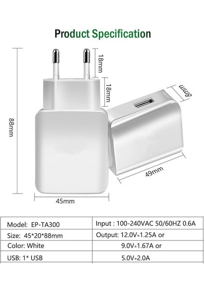 Samsung J1 J3 J5 J7 A3 A5 A7 2016 2017 S5 S6 S7 A52 A53 A52S A12 A51 Telefon Şarj Cihazı Orijinal Adaptör 9 V Hızlı Şarj Kablosu (Yurt Dışından) fiyatları