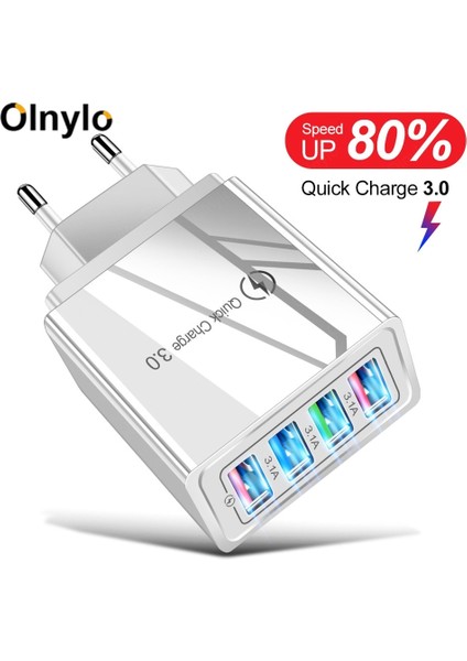 USB Şarj Aleti Hızlı Şarj 3.0 3.1A Hızlı Şarj Güç Adaptörü Şarj Cihazı Samsung iPhone 11 7 x Xr 4 Port Cep Telefonu Şarj Cihazı (Yurt Dışından)