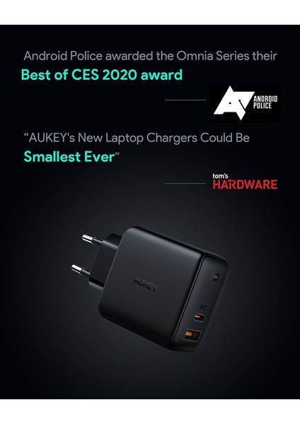 Aukey Pa-B3 65W Hızlı Duvar Şarj Cihazı Abd, Ab Tak Telefon Şarj Cihazı, Pd3.0 Güç Teslimatı ile USB Şarj Istasyonu (Yurt Dışından) fiyatları
