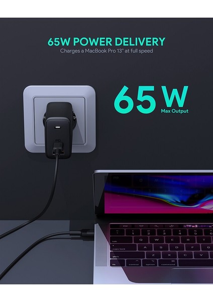 Aukey Pa-B3 65W Hızlı Duvar Şarj Cihazı Abd, Ab Tak Telefon Şarj Cihazı, Pd3.0 Güç Teslimatı ile USB Şarj Istasyonu (Yurt Dışından) modelleri