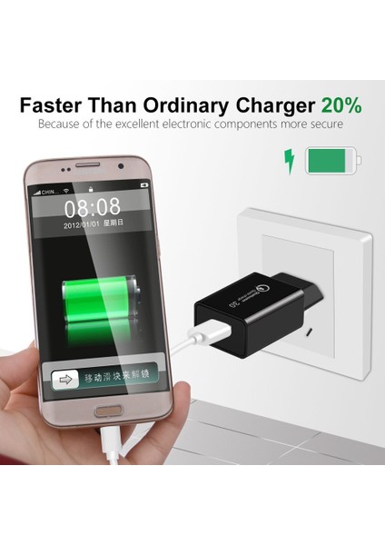 18W 3A Hızlı Şarj Cihazı Qc 3.0 USB Şarj Cihazı Hızlı Şarj 3.0 Telefon Şarj Cihazı iPhone Için Huawei Samsung Xiaomi 6 8 Redmi Ab Abd Tak (Yurt Dışından) modelleri