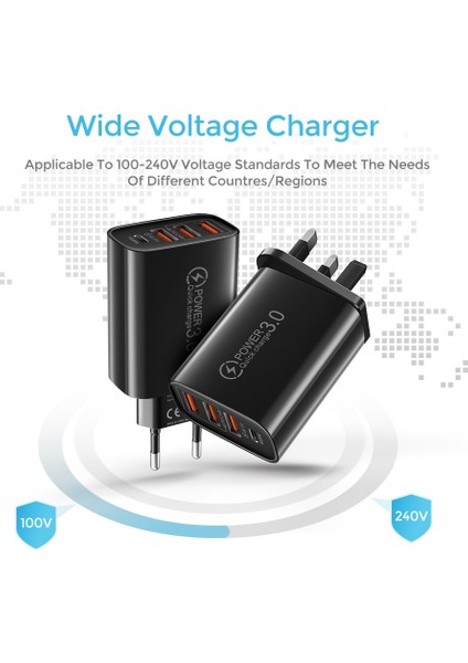 48W USB Şarj Aleti Pd Tipi C Şarj Cihazı iPhone Samsung Xiaomi Için Hızlı Şarj Cep Telefonu Şarj Cihazı 3 Port Hızlı Charge3.0 Adaptörü (Yurt Dışından) indirimleri