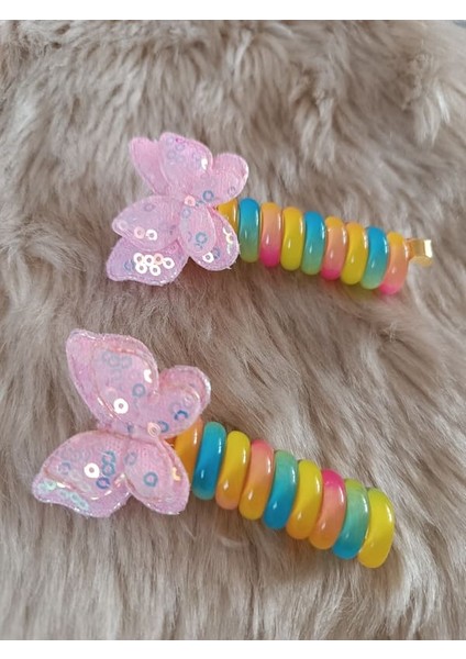 Burgu Yaylı Pullu Kelebek Model Makarna Toka(2 Adet)