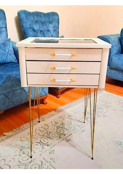 Firkete Tel Sehpa Ayağı Altın Sarısı - 54 cm - 4 Adet Sehpa Ayağı