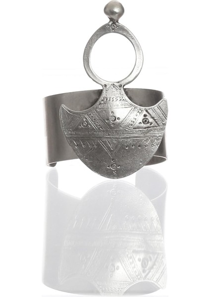 Kadın Antik Gümüş Kaplama Ayarlanabilir Açık Bant Tuareg Sembollü Bileklik indirimleri