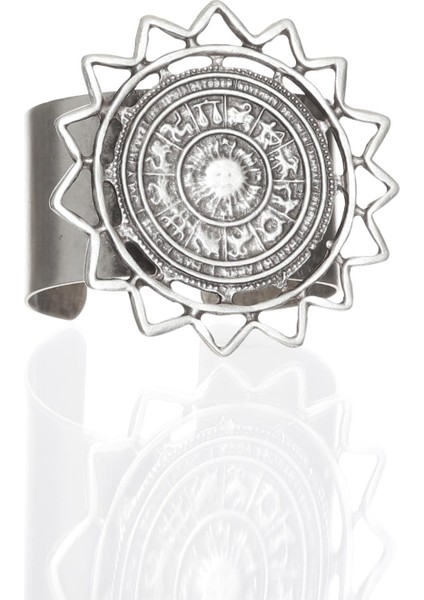 Kadın Antik Gümüş Kaplama Ayarlanabilir Açık Bant Zodyak Figürlü Bileklik indirimleri