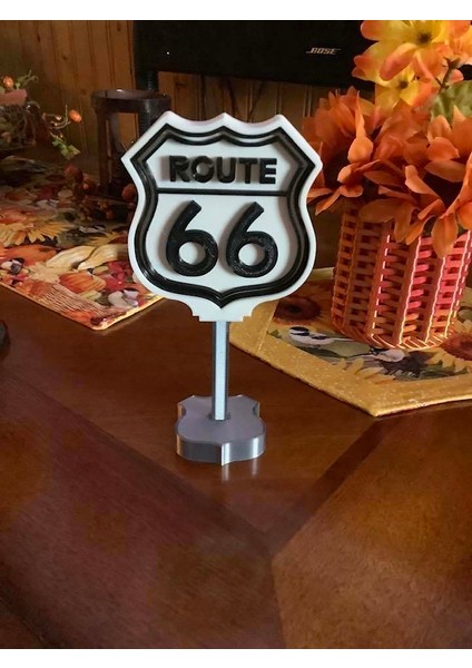 Şık Tasarım ROUTE66 Yol Yön Levhası Süsü