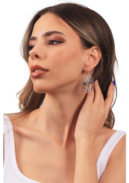 Kadın Antik Gümüş Kaplama Sallantılı Model Gül Formlu Küpe modelleri