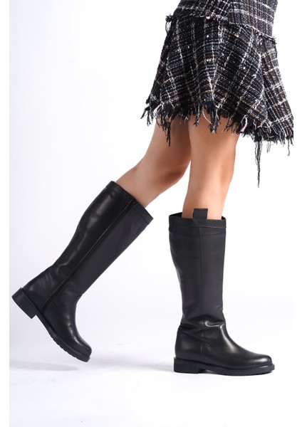 Siyah Deri Kaymaz Kadın Çizme Tmd202351 fiyatları