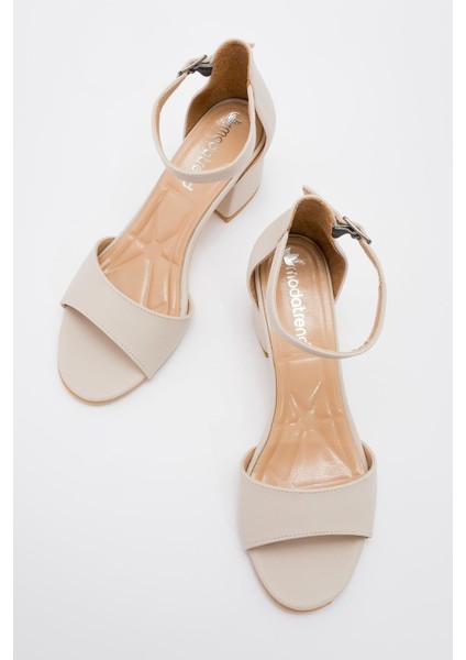 Kadın Bantlı Topuklu Ayakkabı Ten Cilt indirimleri