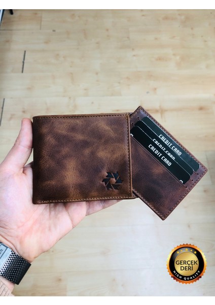 Wick Antik Kahve Deri Kişiye Özel Isim Baskılı Erkek Cüzdanı(Kartlık Hediyeli)