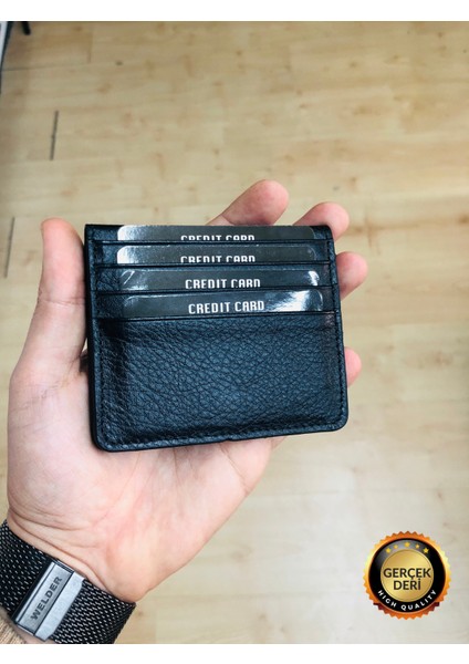 Bony Siyah Deri Kağıt Para Bölmeli Kişiye Özel Isim Baskılı Kartlık Cüzdan