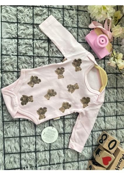 Minik Ayıcık Baskılı Çıtçıtlı Bebek Zıbın