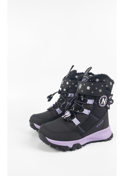 Çocuk Kız Siyah - Mor Su Geçirmez Içi Yünlü Bantlı Bot fiyatları