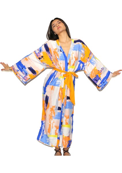 Gaia Saten Desenli Kimono indirimleri