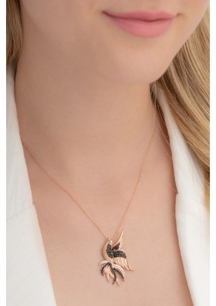 Zümrüdü Anka Kuşu Simurg Bayan Gümüş Kolye Büyük Boy Rose Model fiyatları