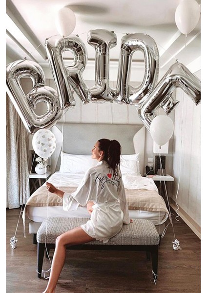 Gümüş Bride Balon Seti Dev Folyo Balon Seti Bekarlığa Veda Bride To Be Partisi Balonları 100CM