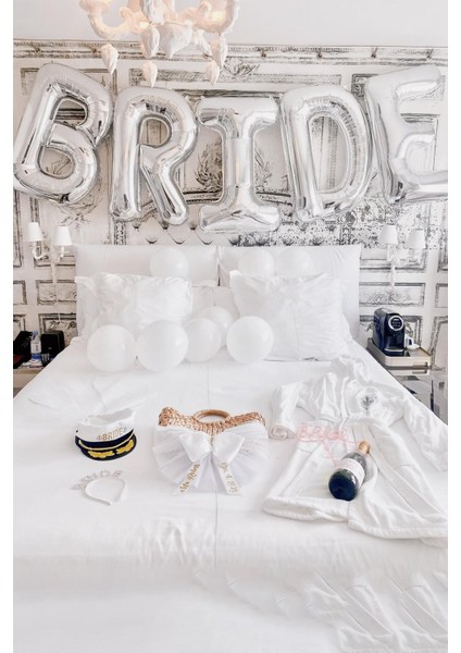 Gümüş Bride Balon Seti Dev Folyo Balon Seti Bekarlığa Veda Bride To Be Partisi Balonları 100CM fiyatları