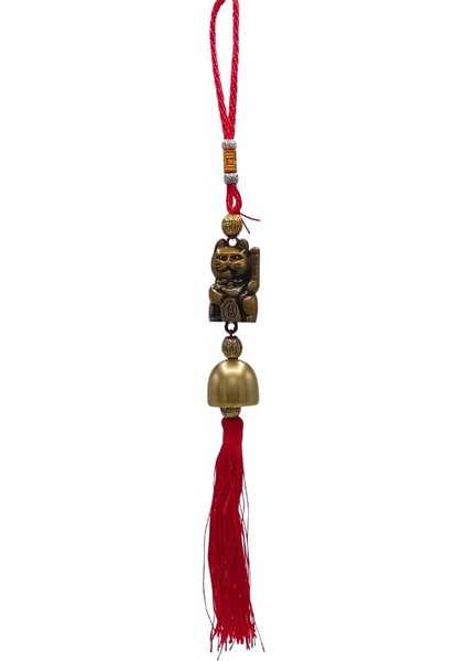Çin Feng Shui Şans ve Bereket Metal Çan Maneki Neko 30 cm
