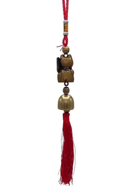 Çin Feng Shui Şans ve Bereket Metal Çan Maneki Neko 30 cm