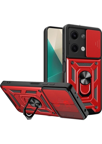 MTK Moveteck Xiaomi Redmi Note 13 Pro 5g Kılıf Kamera Korumalı Sürgülü Yüzüklü Armor Military Tank Kızaklı Kapak