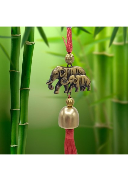 Çin Feng Shui Şans ve Bereket Filleri Metal Çan 30 cm