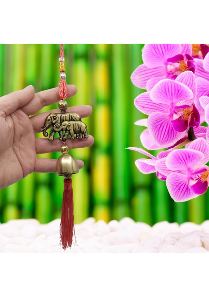 Çin Feng Shui Şans ve Bereket Filleri Metal Çan 30 cm