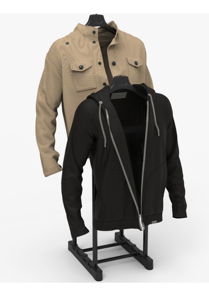 Çift Askılıklı Dilsiz Uşak- Elbise Askısı-Iki Tepeli Yükseklik Ayarlı modelleri