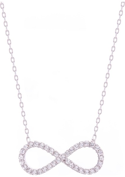 Sonsuzluk 925 Ayar Gümüş Figürlü Rodyum Kaplama Kadın Kolye