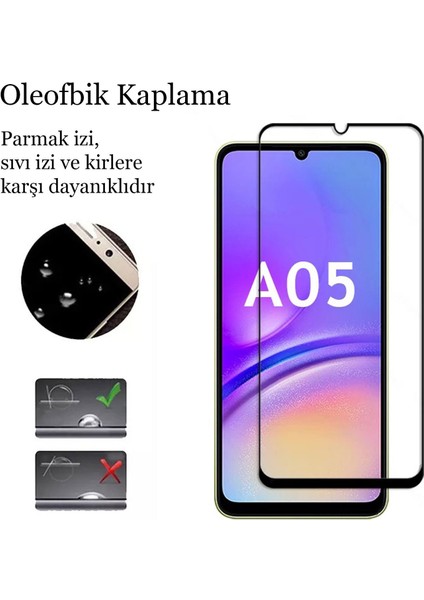 Cepstok Samsung Galaxy A05 Kırılmaz Cam 5D Tam Kaplayan 9H Temperli Ekran Koruyucu