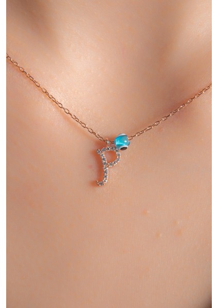 Beyaz Zirkon Taşlı P Harf Kolye Rose Gümüş Altın Kaplama Kadın Gümüş Kolye 925 Ayar fiyatları